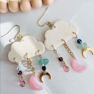Polymer Clay Earrings | Boho Clay Earrings | Celestial Clay Earrings |